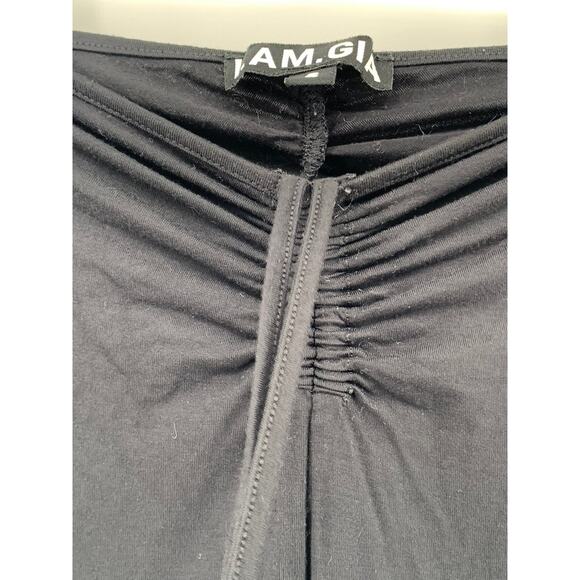 I.AM.GIA Women's Black Ruched Drawstring Relaxed-Fit Wide-Leg Pull-On Pant SZ S - Picture 4 of 10